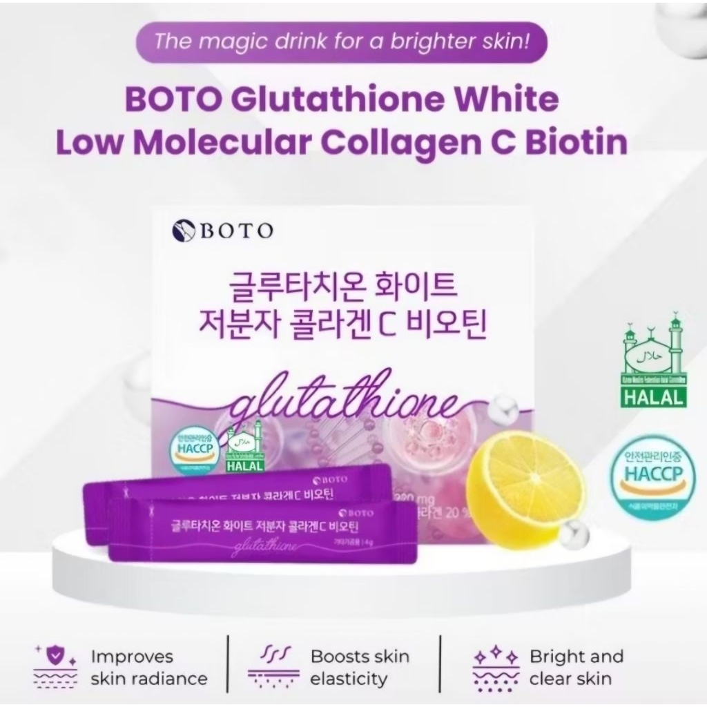 READY BOTO GLUTATHIONE WHITE SMALL MOLECULE COLLAGEN C BIOTIN 30 DAYS COLLAGEN