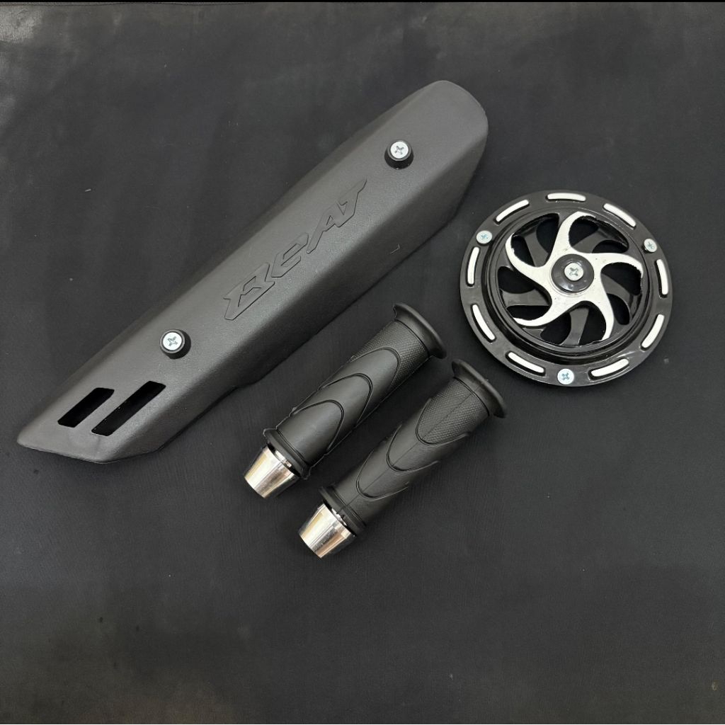Paket 3in1 Cover Knalpot Beat Universal + Cover Kipas Spinner + Handgrip Honda Set Jalu Stang Pcx Ch