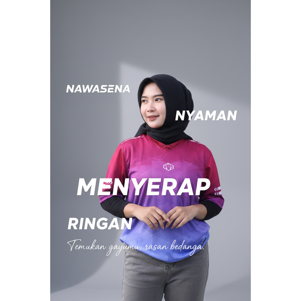 Baju Jersey Running, jersey gym, jersey lari wanita Full Printing 03