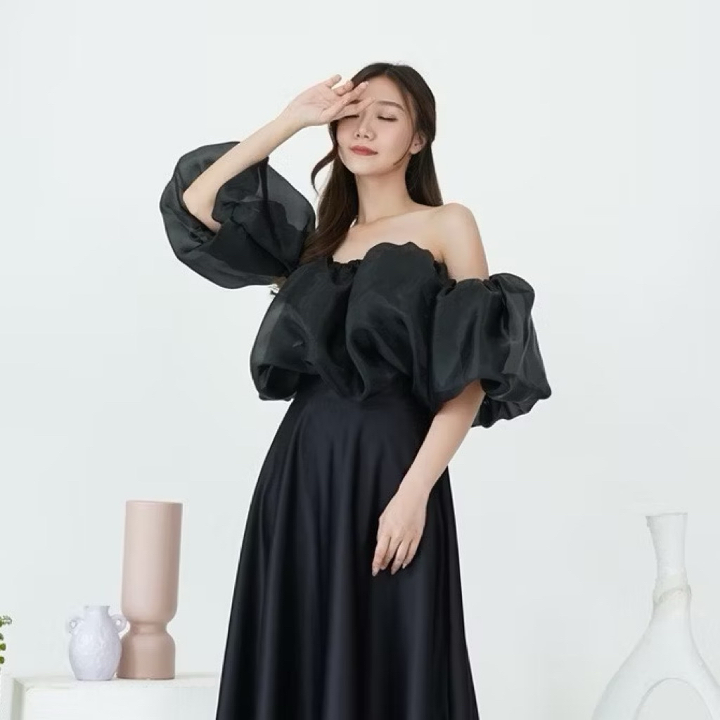Adeline crop top / scrunchi top organza / organza crop top / atasan organza croai blouse top wanita