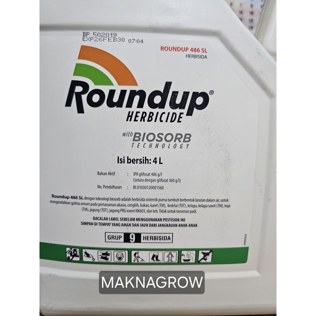 Racun rumput HERBISIDA ROUNDUP 486SL 4 liter Asli