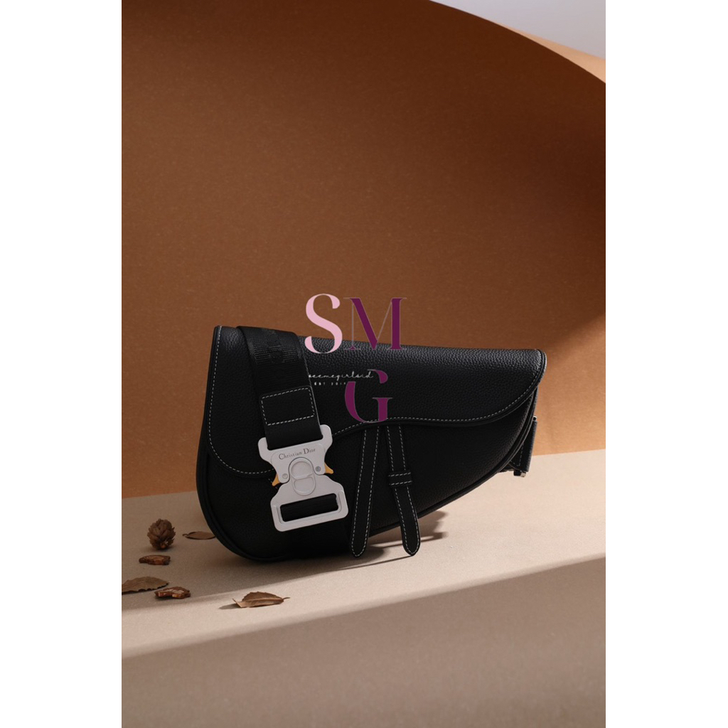 Tas Pria Saddle Hitam Essial Sling Bag Dl0R Full Black Leather Authentic Grade