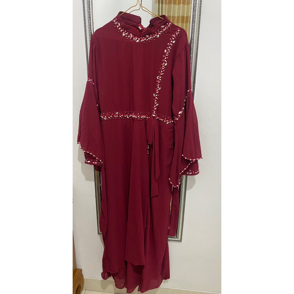 Gamis wanita merah maroon gamis pengajian, acara