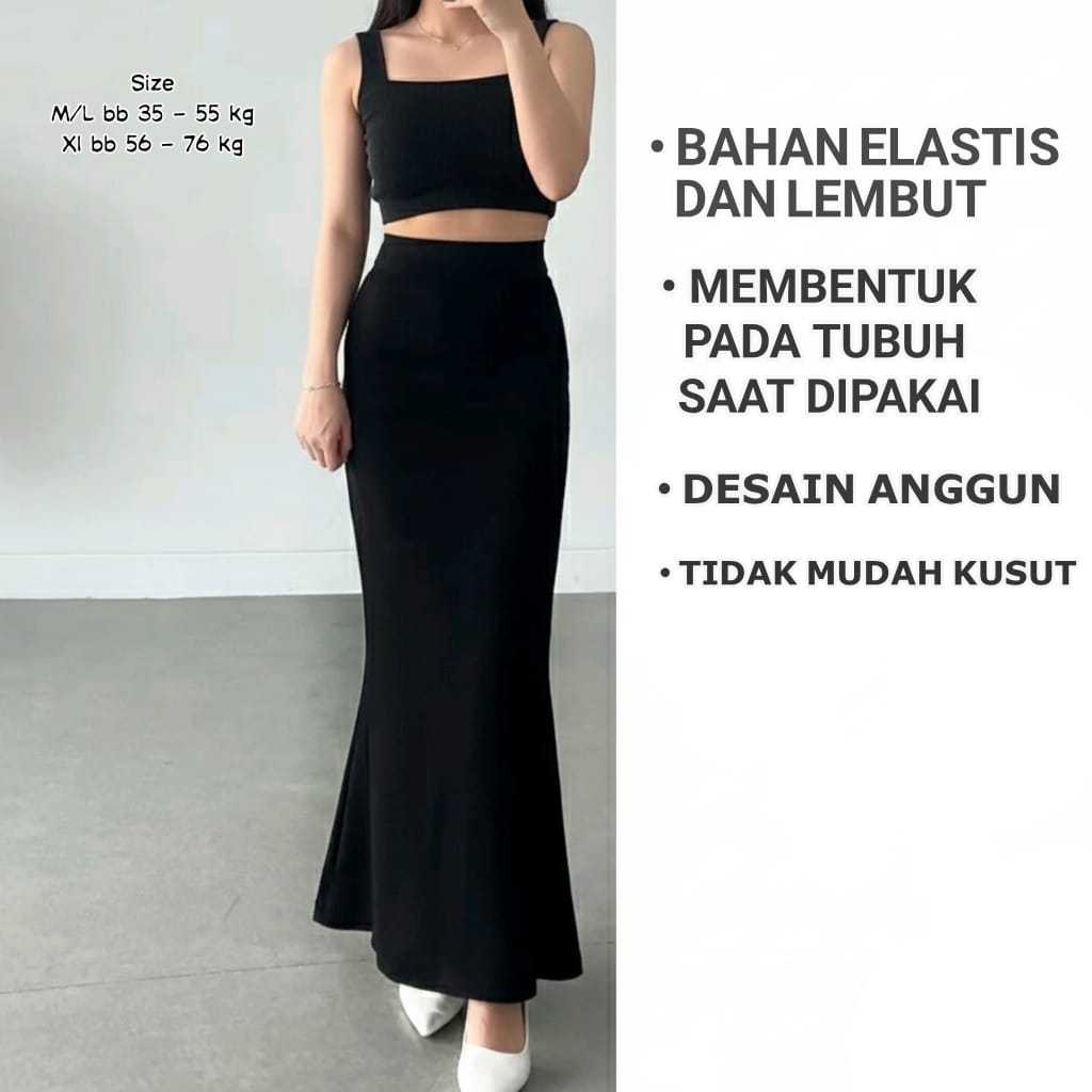 Lunar Mermaid Skirt - Rok Panjang Model Mermaid - Rok Mermaid Scuba - Rok Span Mermaid Duyung Maxi