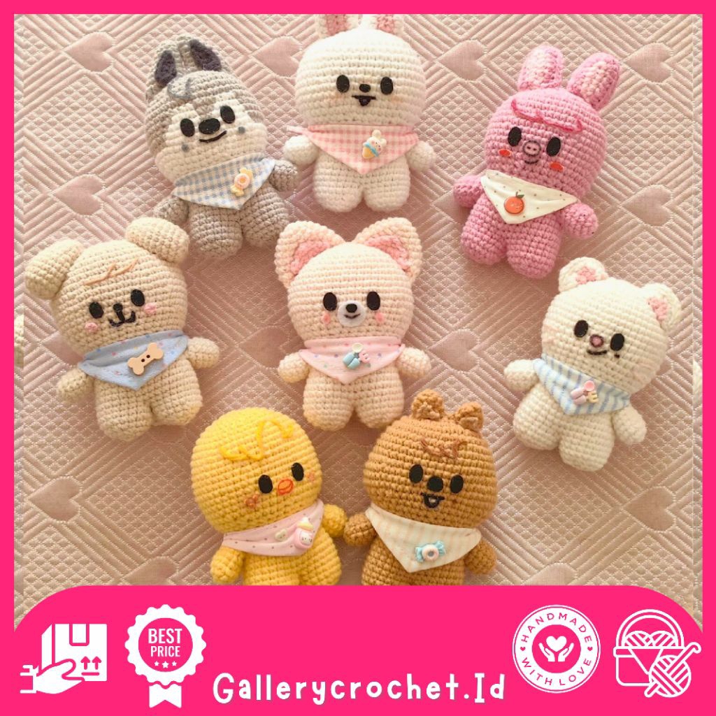 Gantungan kunci rajut skzoo straykidz | keychain amigurumi skzoo straykidz