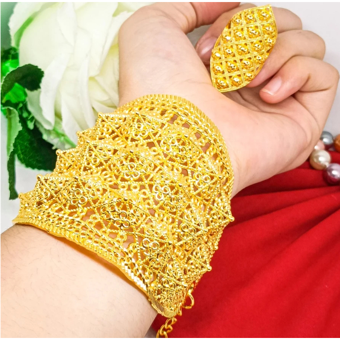 Set Gelang Cincin Emas Kendari Duri Titanium Xuping Emas 24K