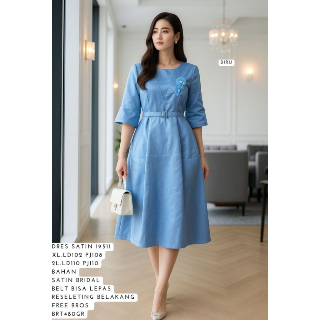 Dress rompi satin 129/ set dress pesta putih / dress tile kondangan / dress satin natal