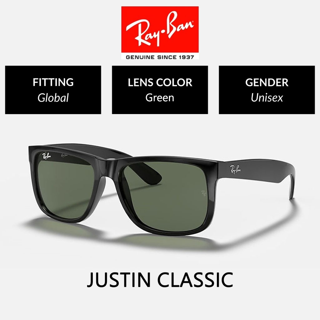 Kacamata Hitam Ray-ban Wayfarer Justin RB4165 Unisex Original Sunglasses
