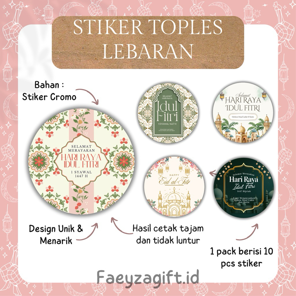 (10  PCS) STIKER HAMPERS LEBARAN IDUL FITRI - STIKER BULAT IDUL FITRI