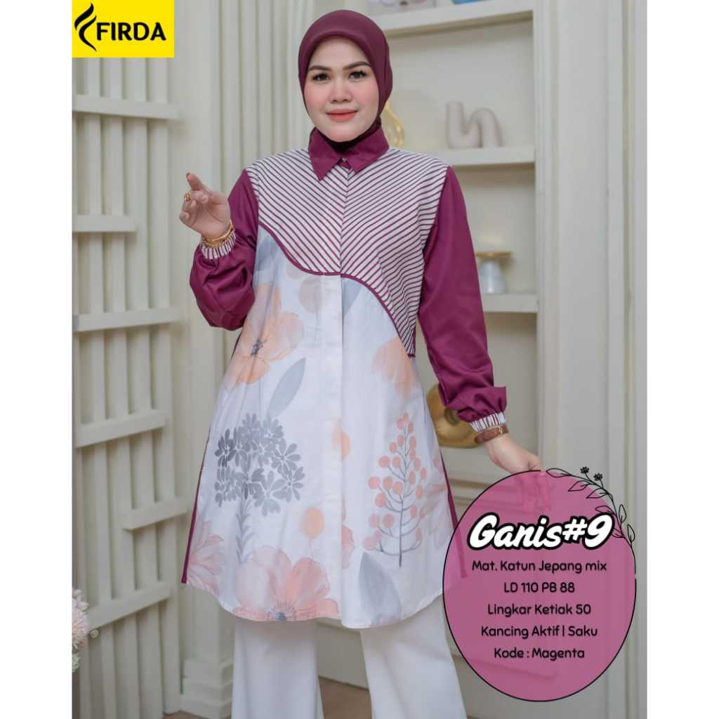 TUNIK KATUN JEPANG HQ LD 110 KOMBINASI MOTIF BUNGA