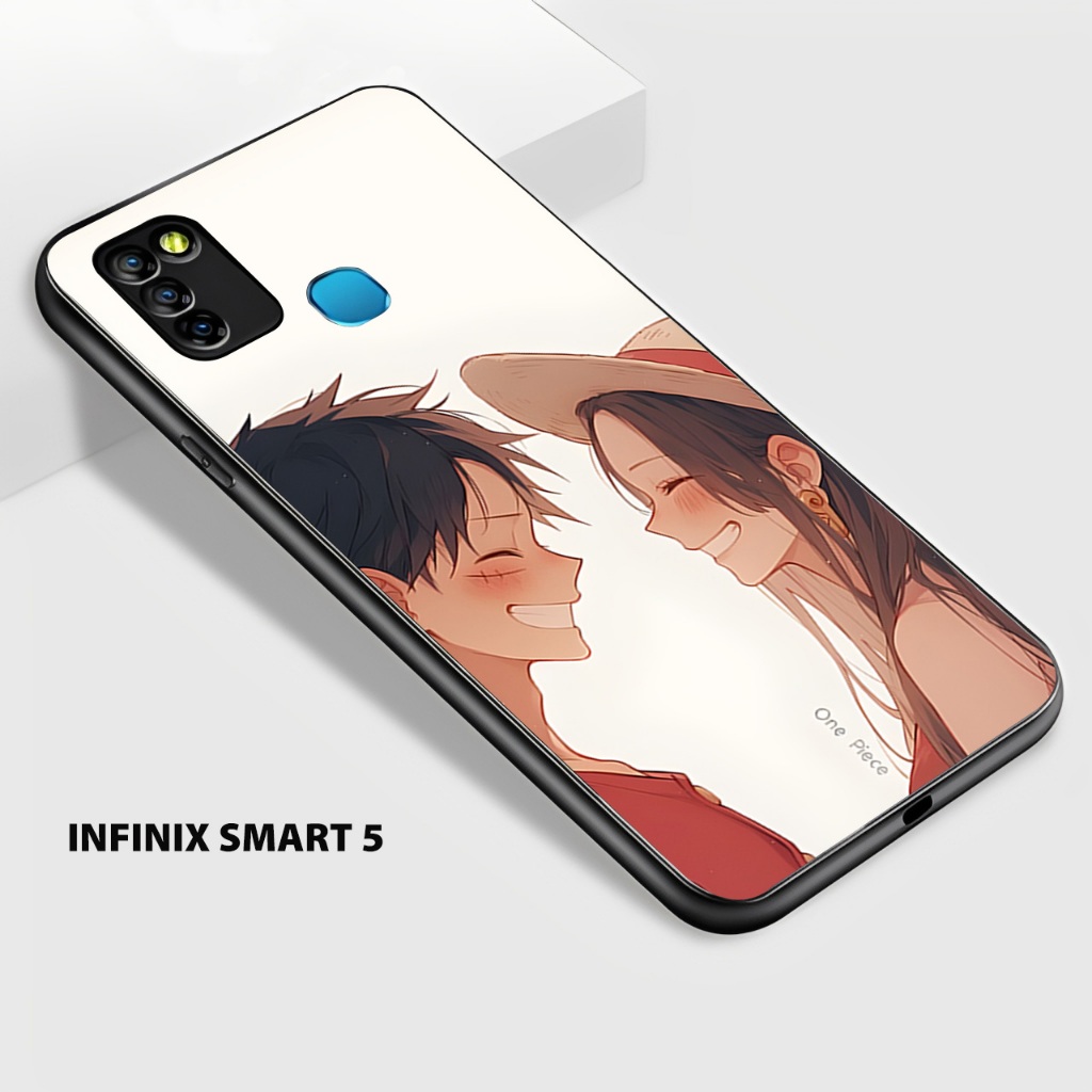 (FC48) Softcase Kaca Glossy For Infinix Smart 5 - Motif Couple - Casing Anti Pecah Anti Gores dan Ko