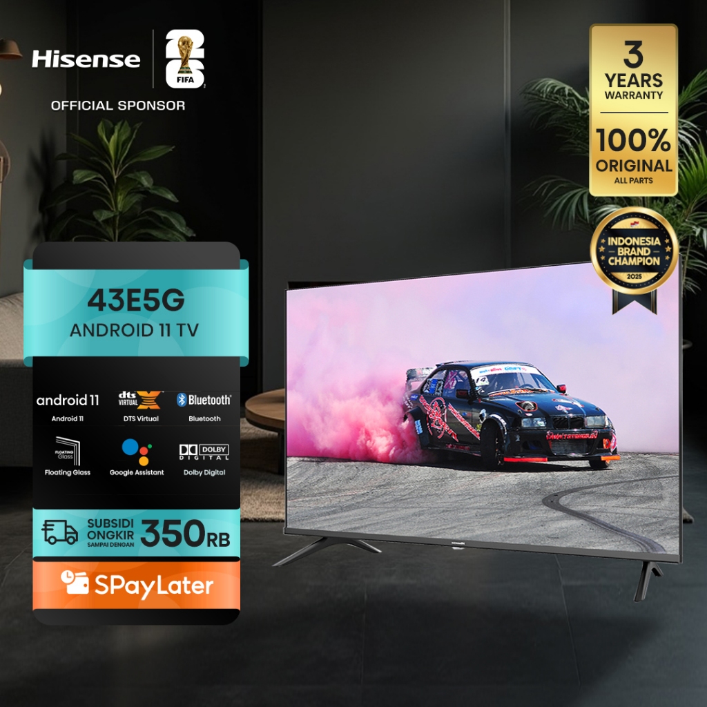 Hisense TV 43E5G OS 11 Android Smart TV 43 inch FHD Bazelles Design DTX V X & Dolby Audio Kontrol Su