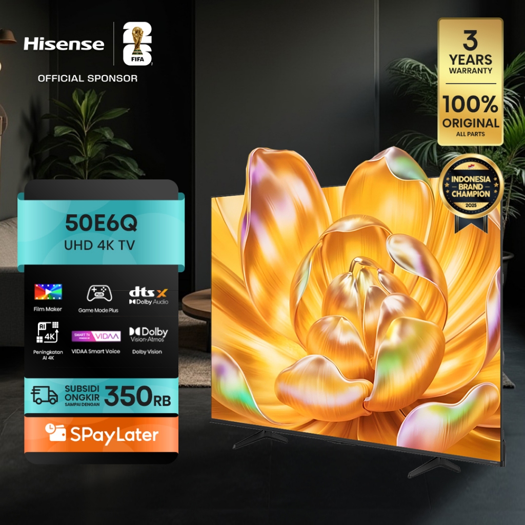 Hisense TV 50E6Q Vidaa Smart Digital TV 50 inch UHD 4K Filmmaker Mode Dolby Vision & Audio 60Hz DTS 