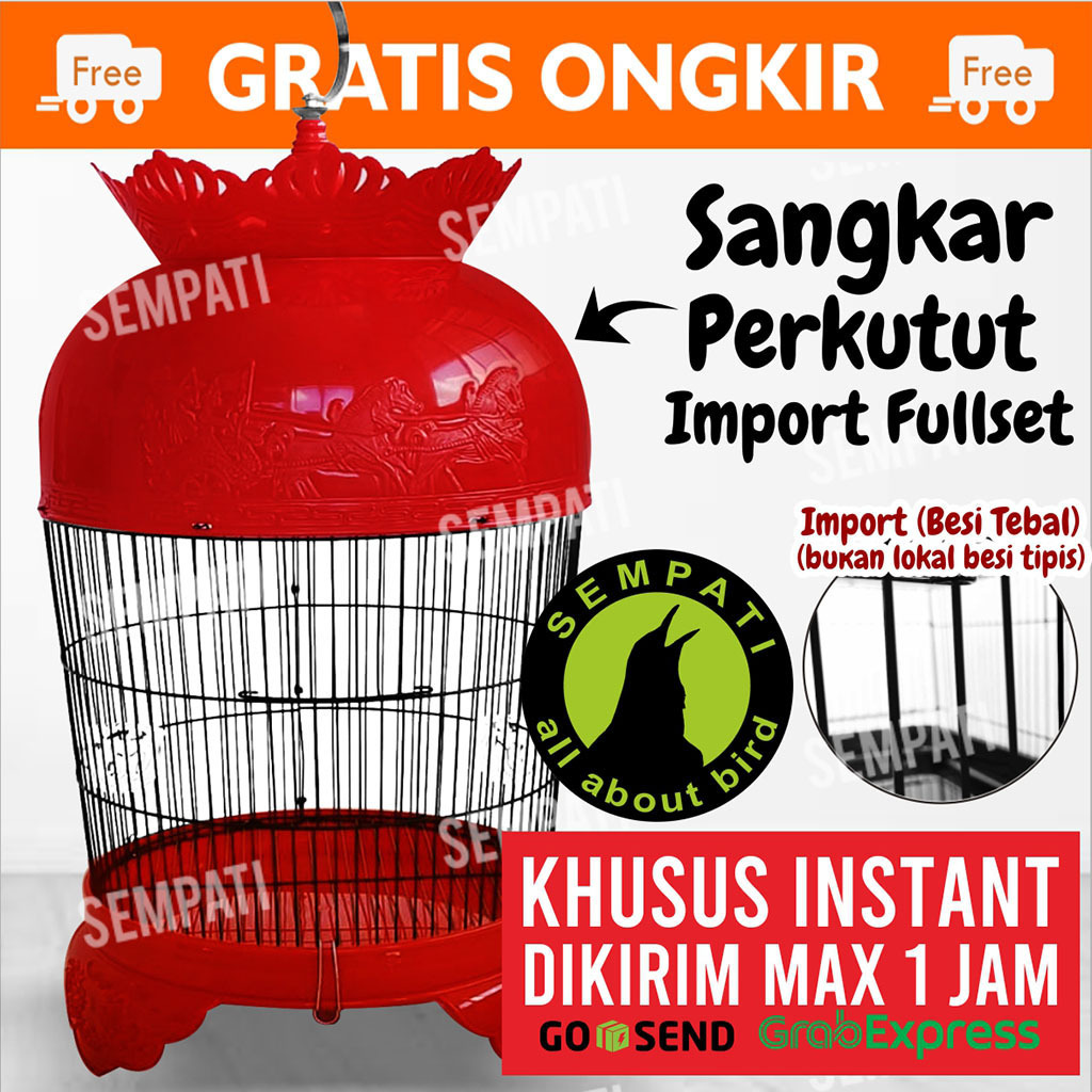 SEMPATI KHUSUS TERKIRIM 1 JAM INSTAN GRAB GOJEK Sangkar Kandang Burung Perkutut Import Fullset Gantu