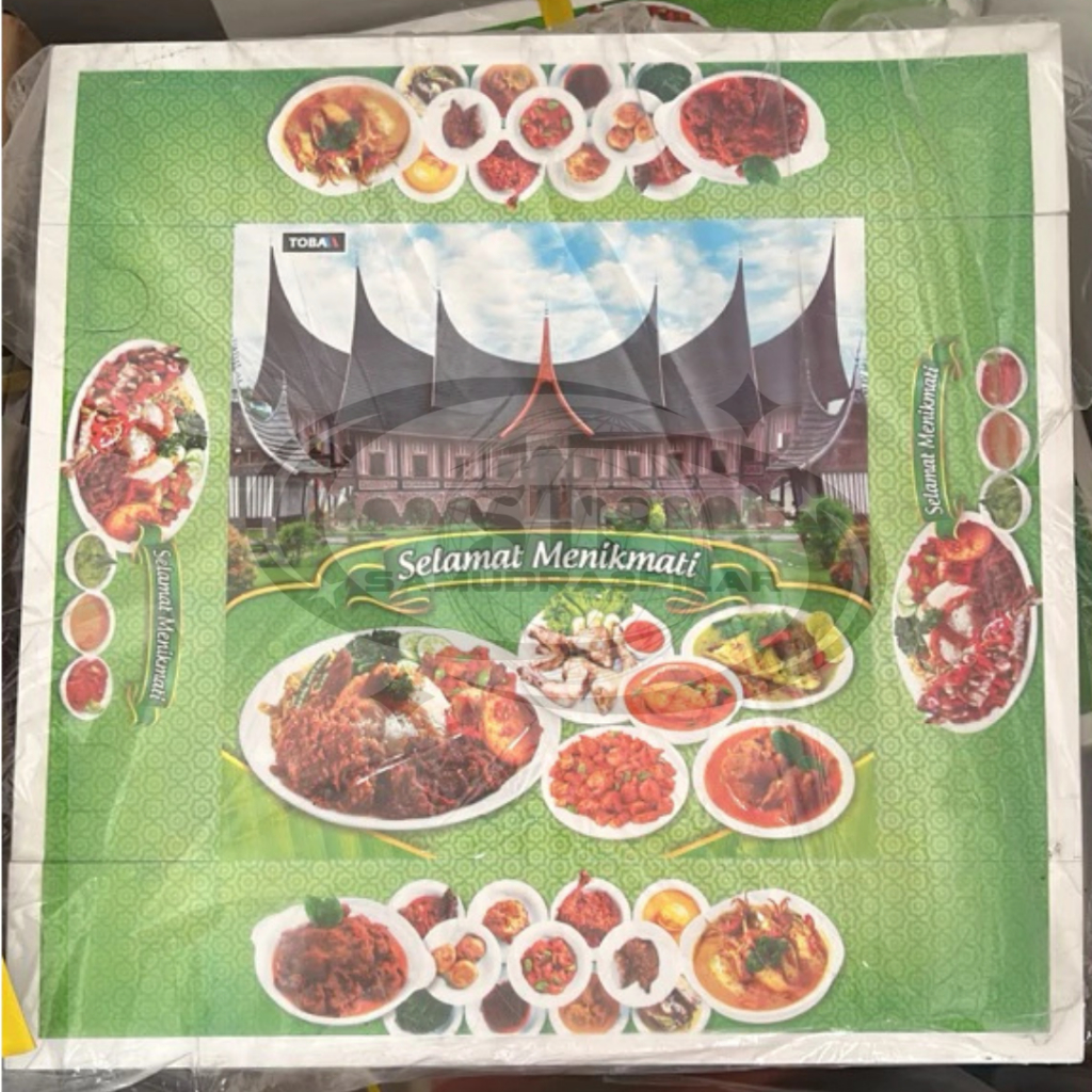 SAMUDRA Kotak Nasi Motif Minang Selamat Menikmati / Kotak Nasi Kue Putih Polos 20x20 1 Pack isi 100 