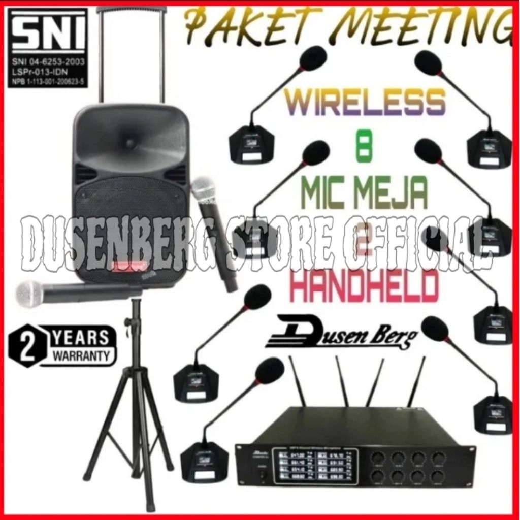Paket Sound Meeting Portable Dusenberg 8 Mic Meja Wireless 2 Handheld