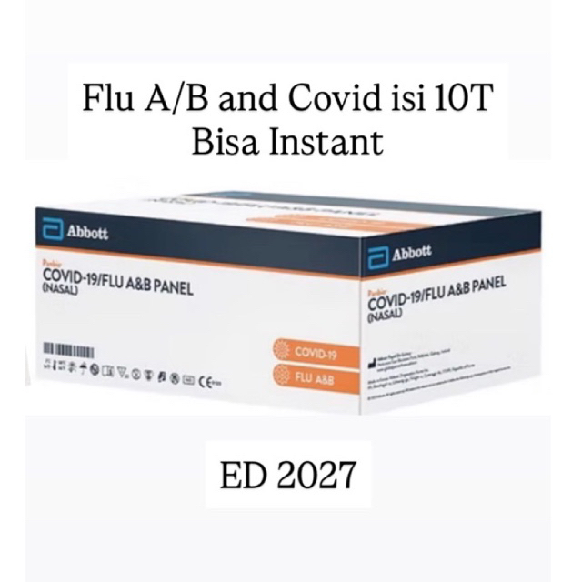 Antigen Flu A Flu B Covid Abbott Panbio Test Nasal Influenza Swab Tes Isi 10