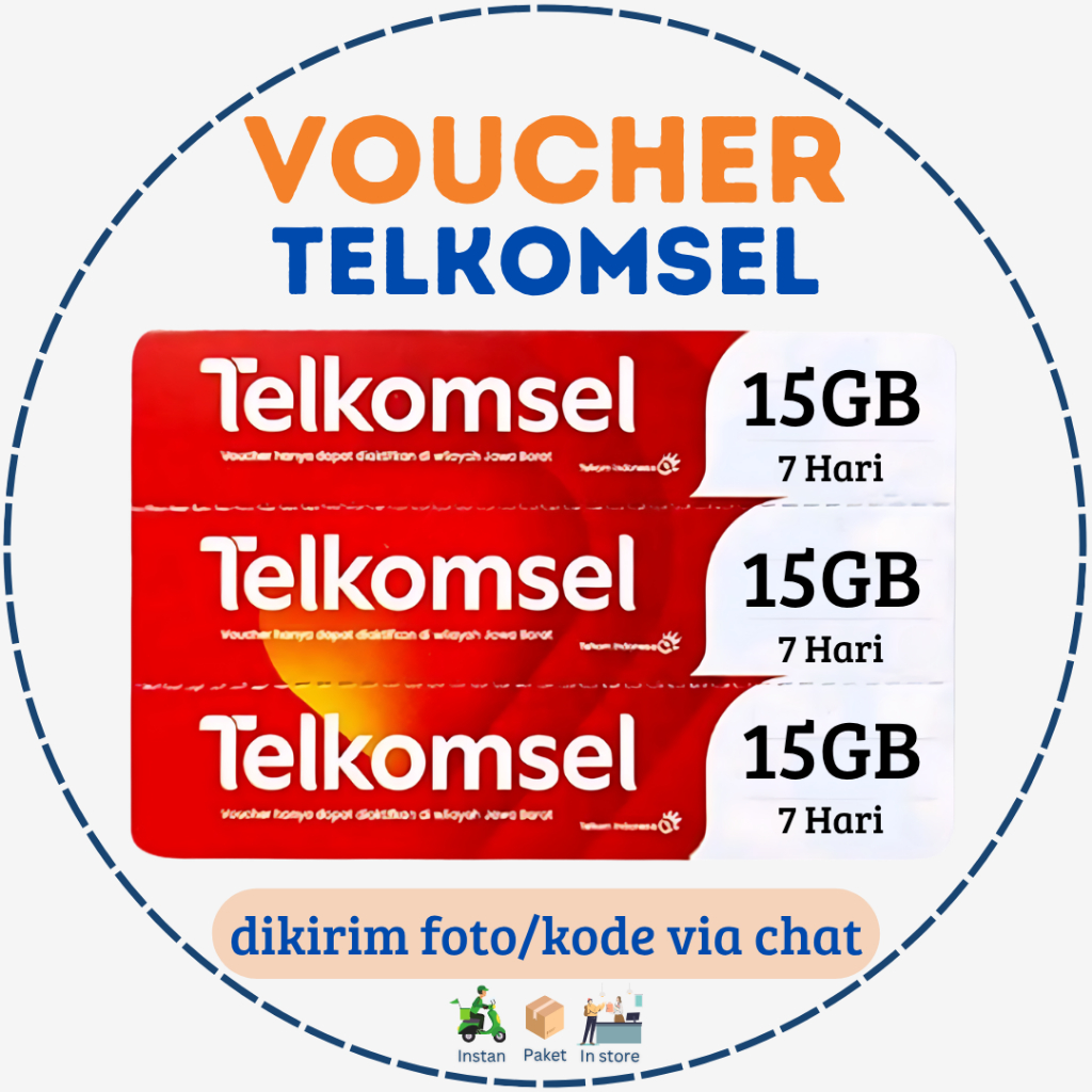 Voucher Kuota Telkomsel 15GB Masa Aktif 7 Hari JABAR-JAKARTA-BOGOR