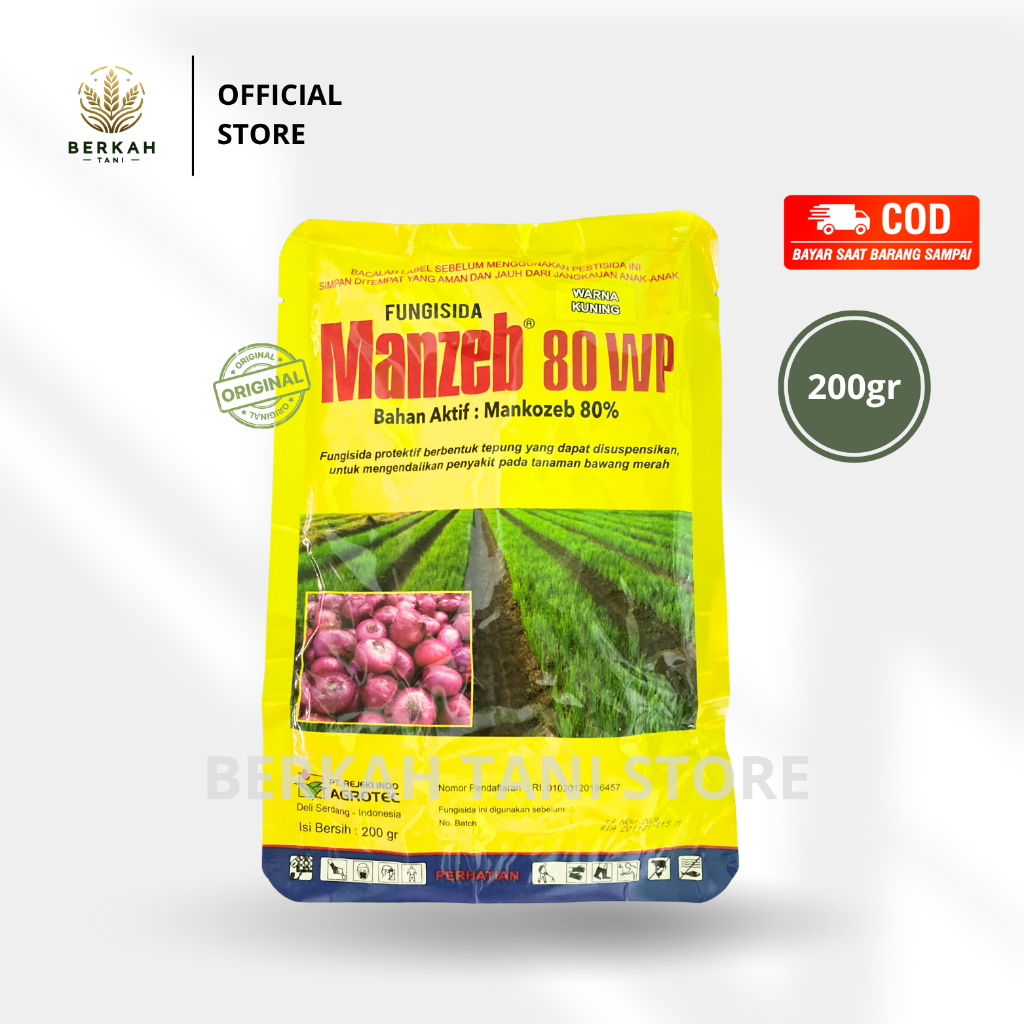 FUNGISIDA MANZEB 80WP WARNA KUNING 200GR I Mankozeb 80%