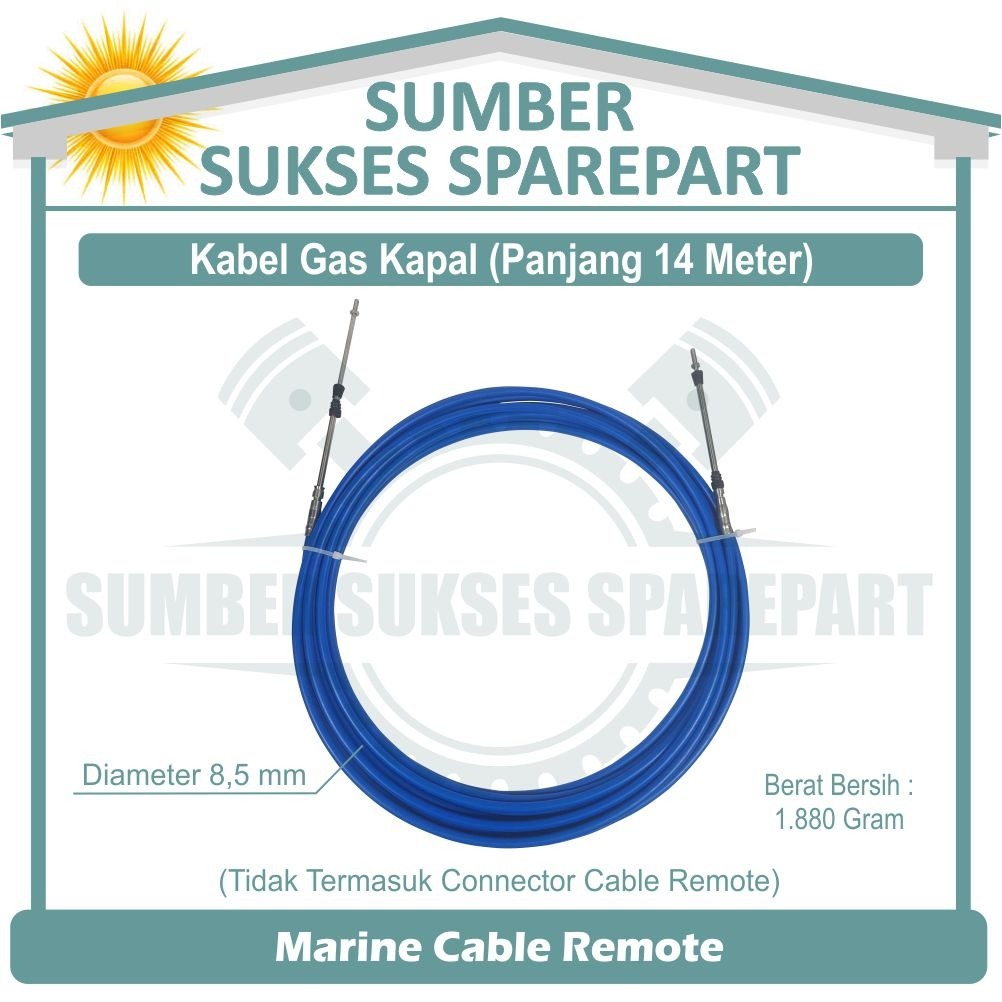 14 METER MARINE CABLE REMOTE / KABEL GAS MESIN KAPAL / TALI GAS KAPAL
