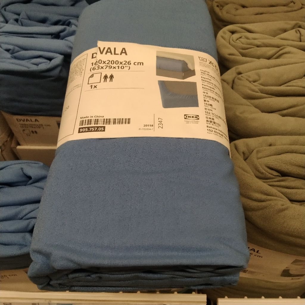 Sprei karet biru polos 160x200cm fitted sheet katun seprai