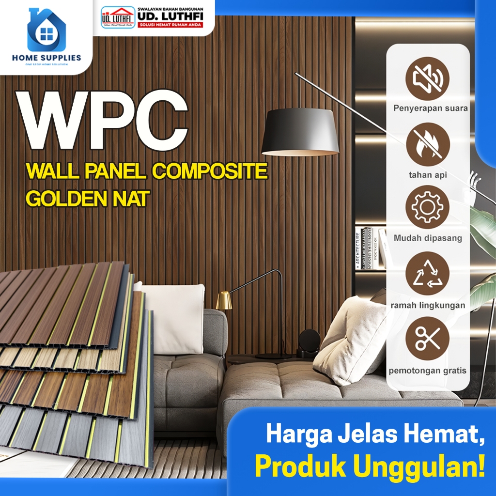 Wallpanel WPC PREMIUM List Gold 2,9 Meter Wall Panel Dekorasi Ruangan Kamar Backdrop TV