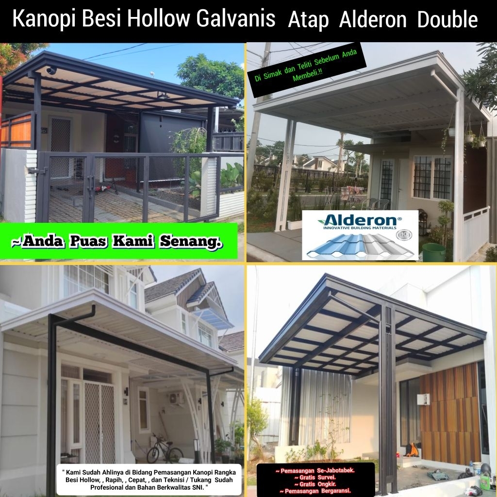 kanopi besi hollow galvanis atap alderon double