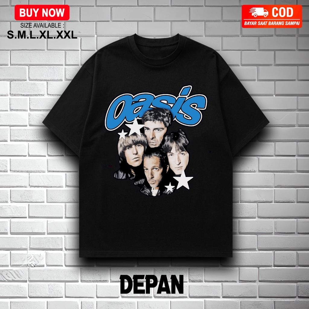 Oasis Nebula Tshirt Vintage Kaos lengan pendek Hitam