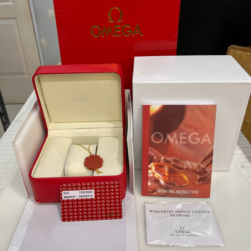 Kotak Jam Tangan Omega Box Jam OMG Merah Full Set Include Book, Card, Tag & Paperbag