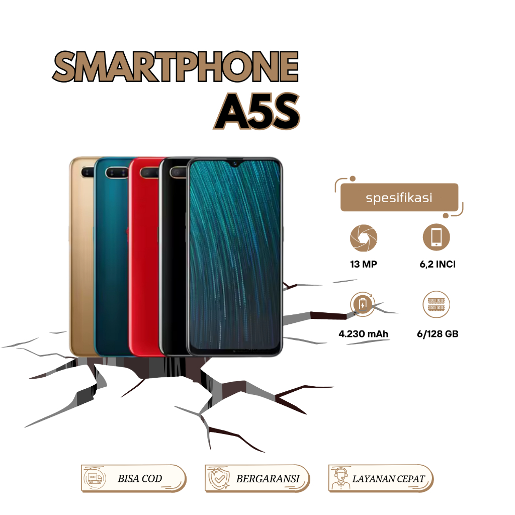 HP OPPO  A5S RAM 6+128GB 4G LTE AGaransi 1 Tahun Grosir