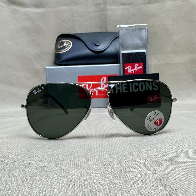 Kacamata Rayban Aviator Large Metal RB3025 003/58 Silver Polarized Original