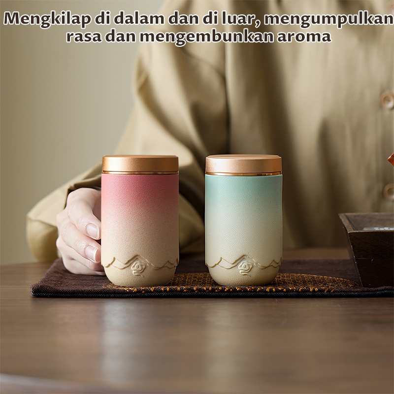 Tempat Teh Keramik Kecil | Wadah Tabung Teh Mini Cantik Anti Lembap & Anti Bau