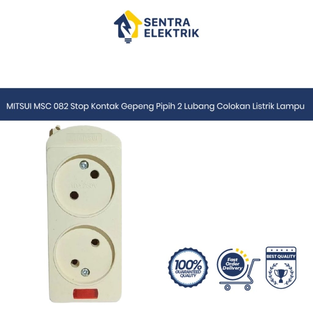 Sentra Listrik - MITSUI MSC 082 Stop Kontak Gepeng Pipih 2 Lubang Colokan Listrik Lampu