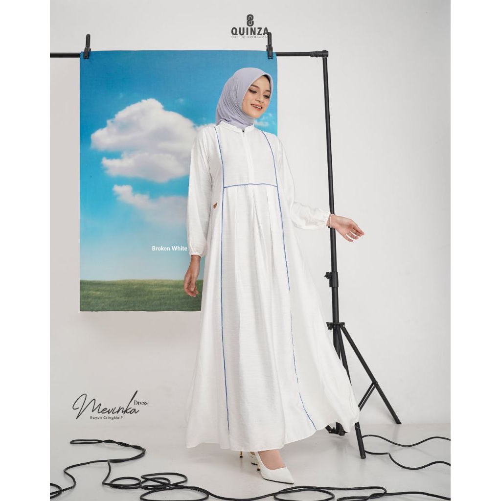 MEVINKA DRESS BY QUINZA || Gamis Rayon Cringkle || Gamis polos || Gamis quinza