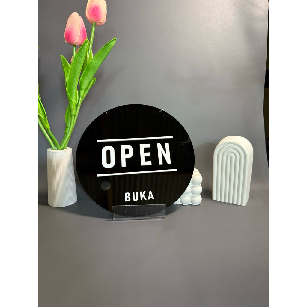 Acrylic Signage Open Close/Akrilik Open Close (Bulat)