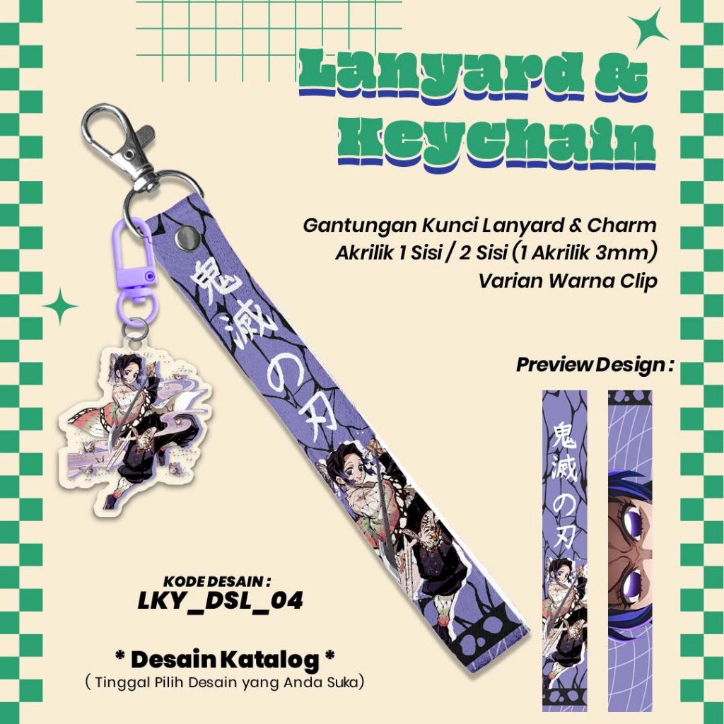 lanyard keychain anime series - lanyard ganci desain anime demon slayer lky_dsl