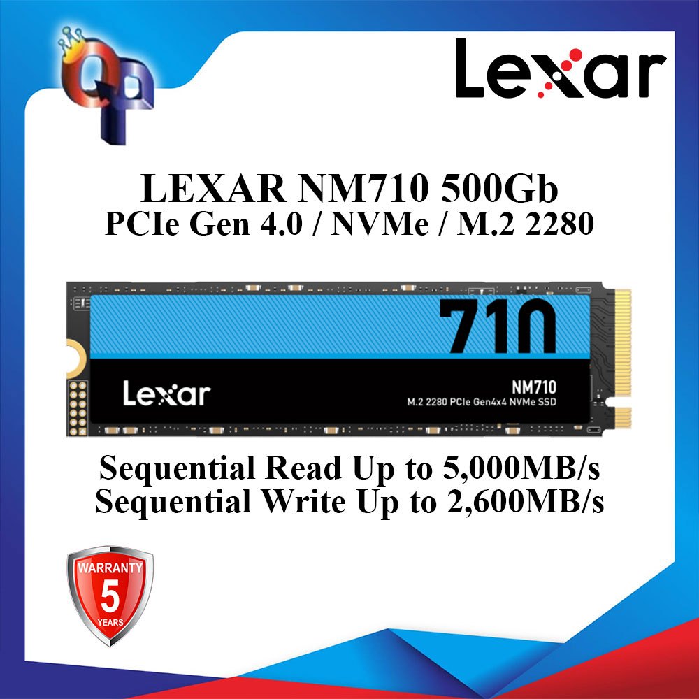 LEXAR NM710 500Gb PCIe Gen 4 NVMe M.2 2280 Garansi 5 Tahun