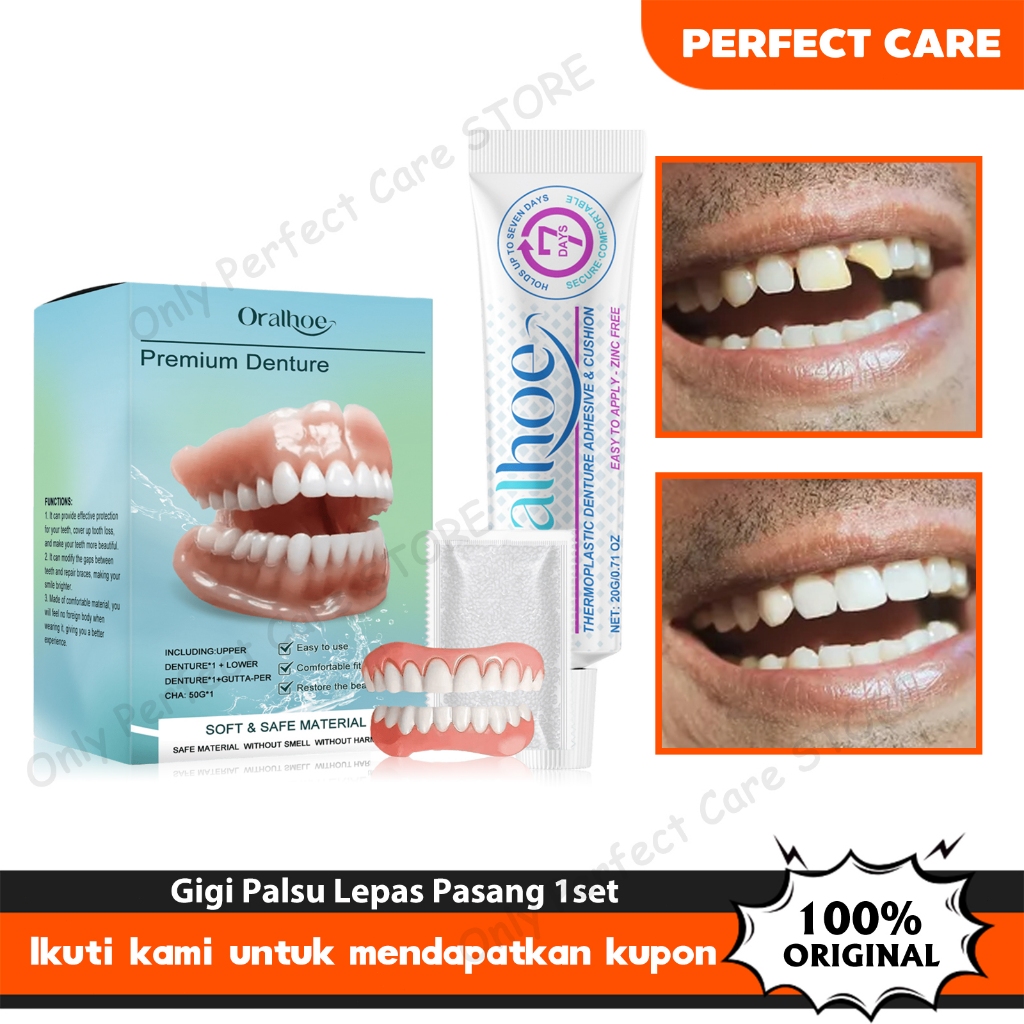 ORALHOE Gigi Palsu Lepas Pasang 1set Gigi Palsu Senyum Sempurna Gigi Veneer Gigi Palsu Instan Langsu