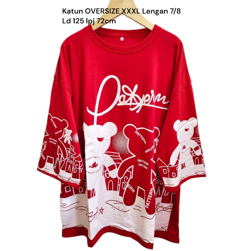 KAOS OVERSIZED JUMBO XXXL WANITA LD 120-130 Lpjg 72cm|atasan wanita terbaru/BEARSTYLE MERAH