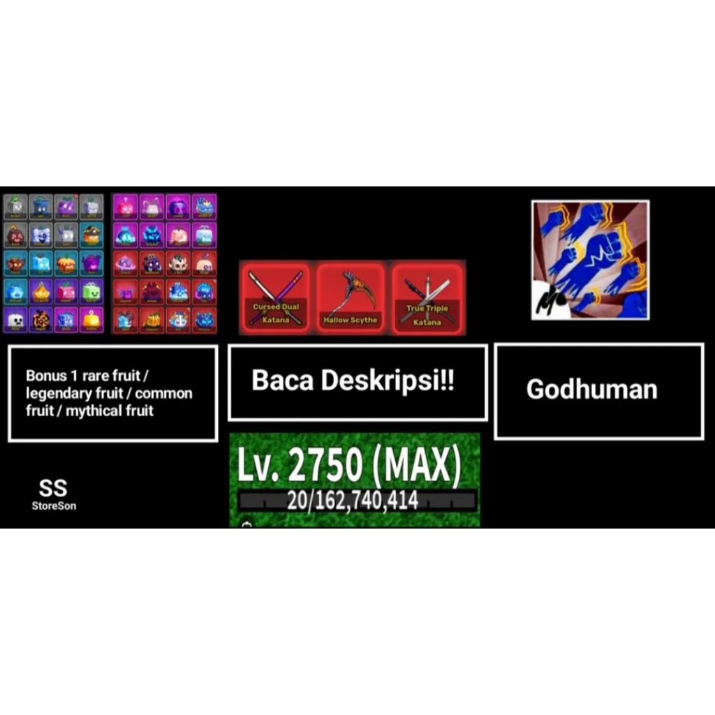 Akun Blox Fruit Godhuman Level Max