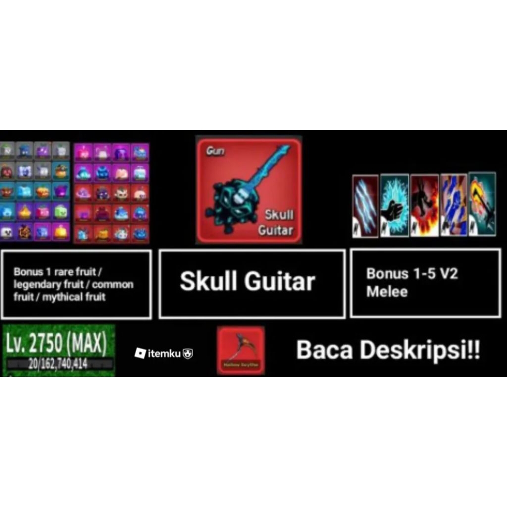 Akun Blox Fruit Skull Guitar Level Max