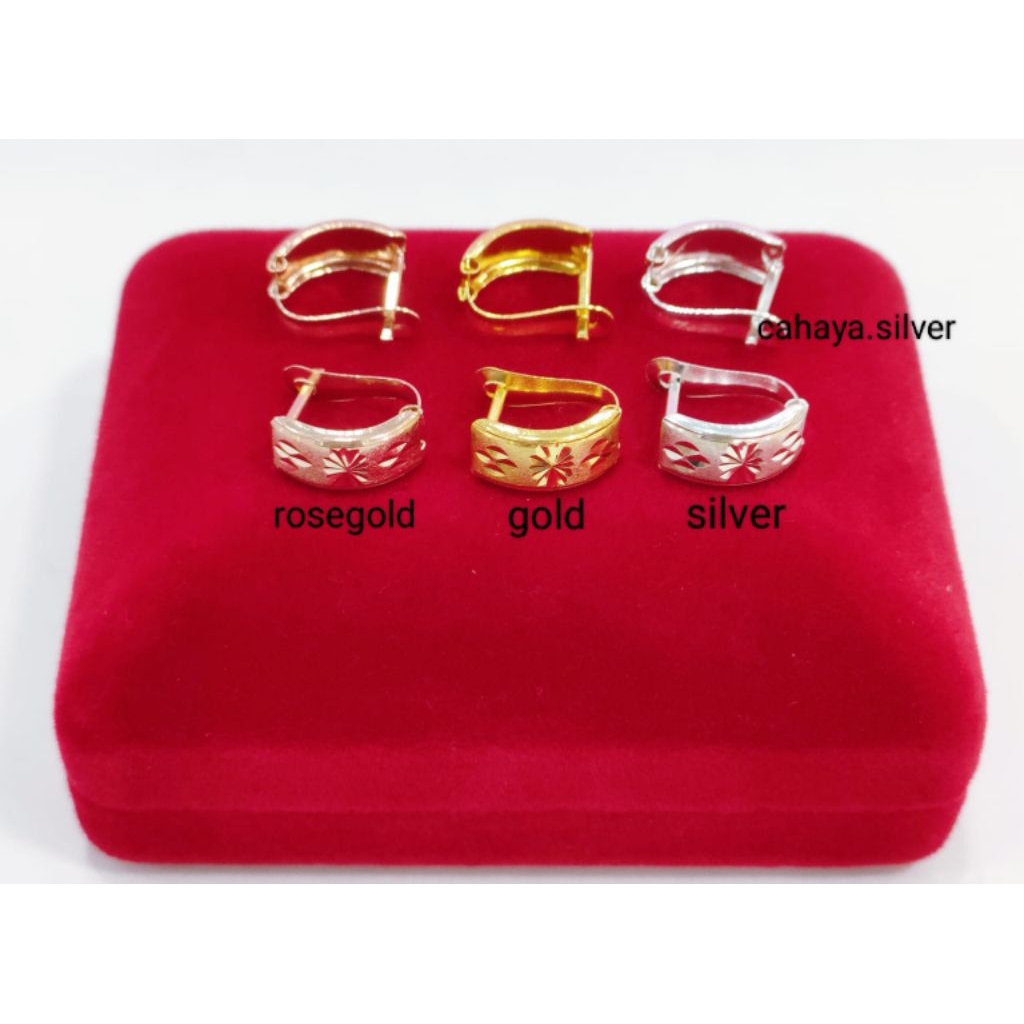 ANTING JEPIT UKIR PERAK ASLI 925 LAPIS EMAS