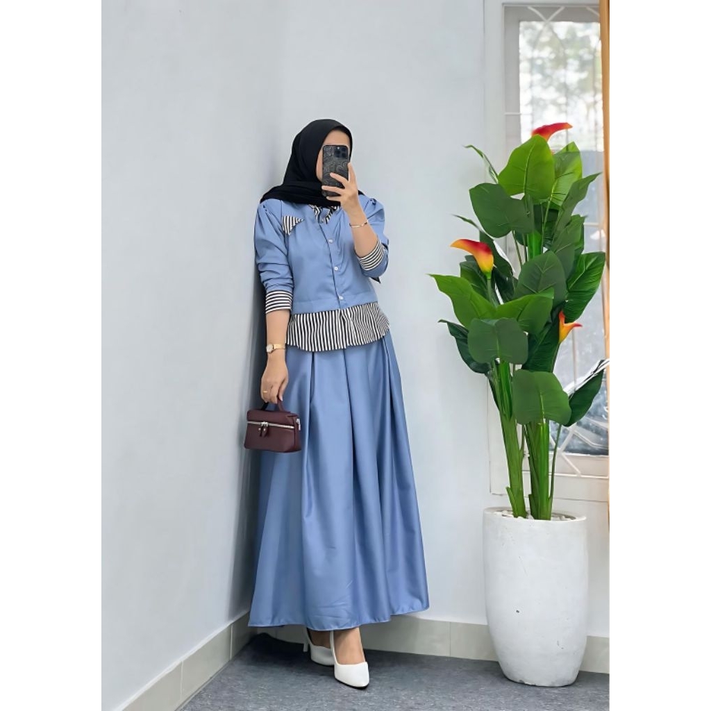 Aluna set rok katun toyobo / set kemeja rok Trisa SLv018