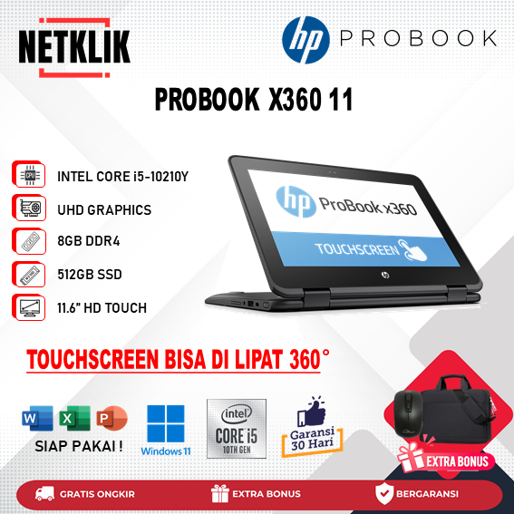 Laptop 2in1 HP Probook X360 11 i5 10210Y 8GB 512GB 11.6 Inch Touchscreen