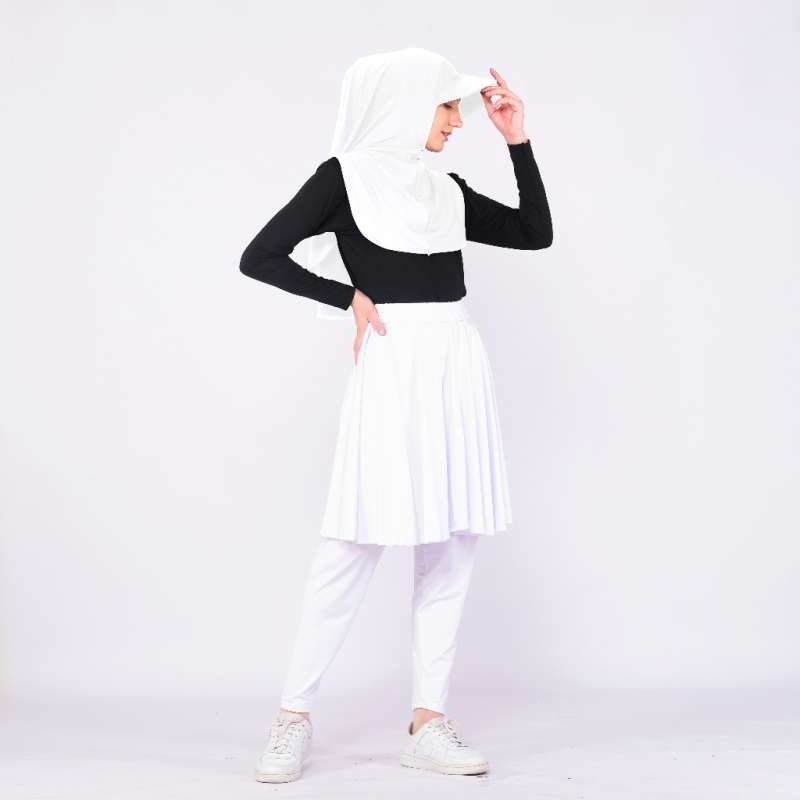 [Putih] Rok Celana Skirt Sport Legging Olahraga Wanita Bahan Jersey Reguler dan Big Size