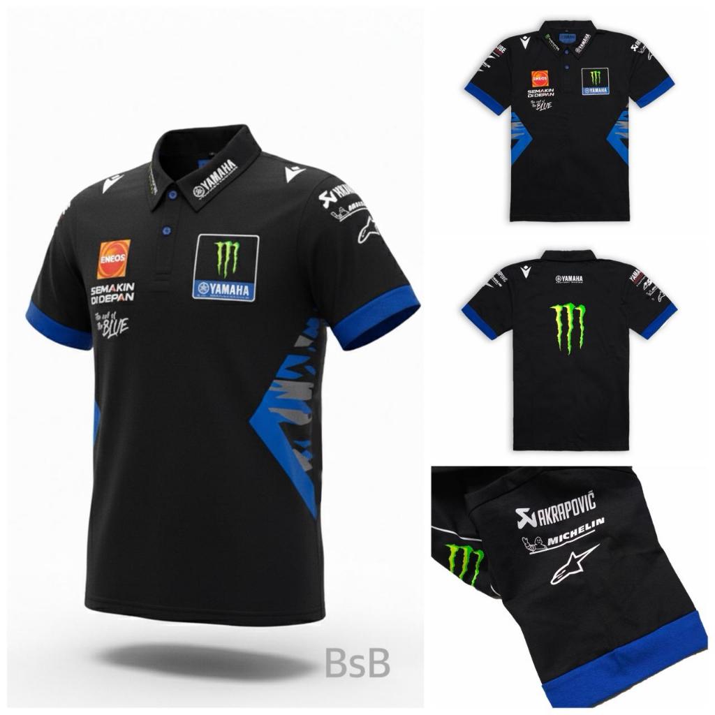 Monster Energy Yamaha MotoGP 2025 Man Team Replica Polo Shirt kaos polo pria racing