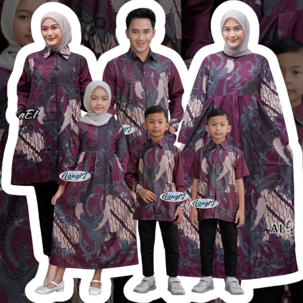 Batik Keluarga || Batik Kemeja Dan Gamis Couple Family - Batik Ayah Ibu dan Anak Laki Perempuan - Ba