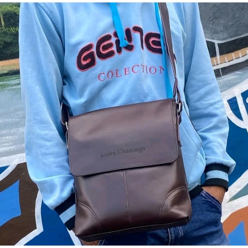 TAS KULIT SELEMPANG PRIA ORIGINAL & BAHU CLUTCH HANBAG TERBARU HITAM COSTUM TULIS NAMA TAS TANGAN AS