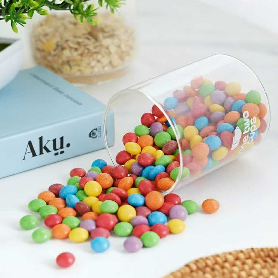 Toples Kaca Bulat Toples Kayu Aesthetic Storage Jar