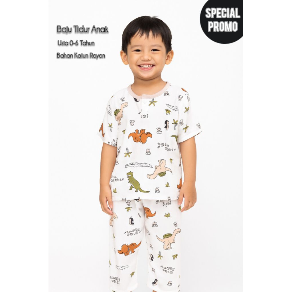 Jimbo kids Baju Tidur Anak Laki-laki Piyama Anak Laki-laki  Usia 0-6 Tahun Bahan Katun Rayon